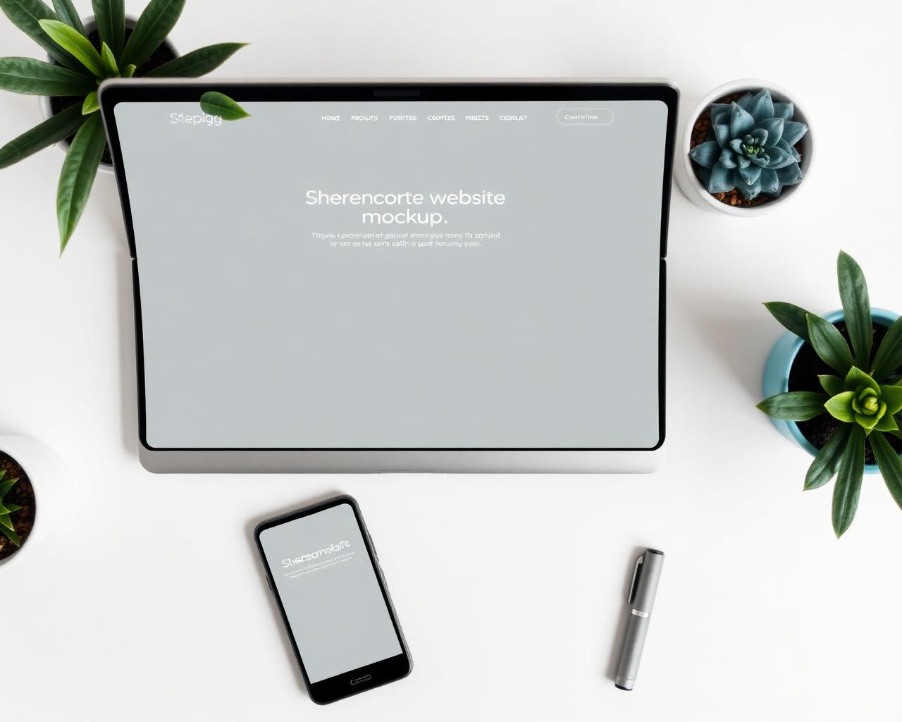 Modern website mockup on laptop and phone